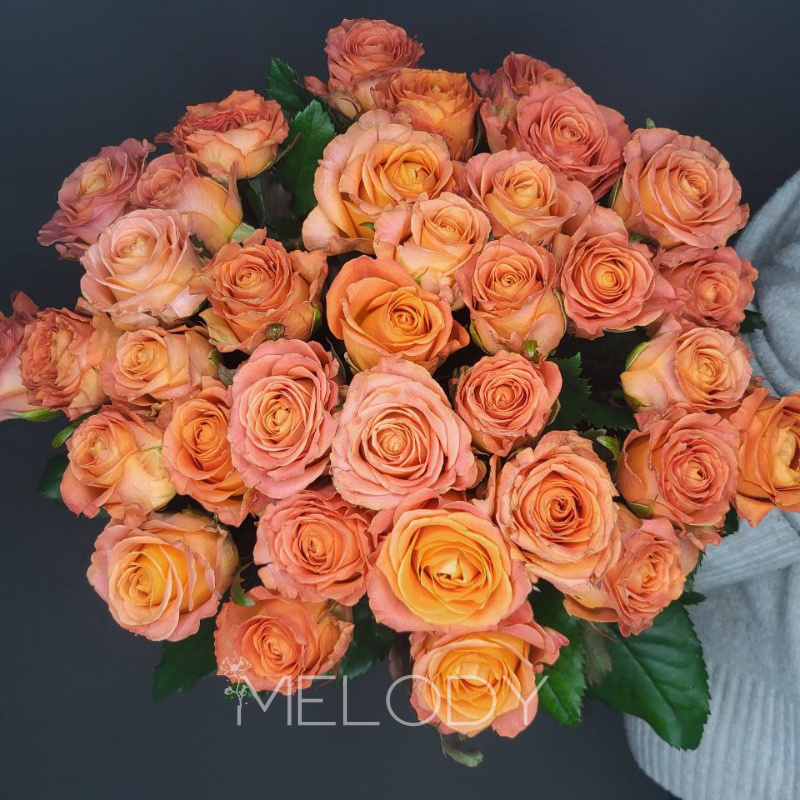 Симфония страсти: 37 оранжевых роз с лентой 1